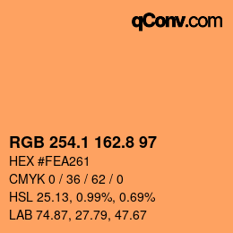 Code couleur: RGB 254.1 162.8 97 | qconv.com