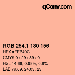 カラーコード: RGB 254.1 180 156 | qconv.com
