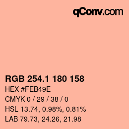 カラーコード: RGB 254.1 180 158 | qconv.com