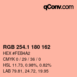 カラーコード: RGB 254.1 180 162 | qconv.com