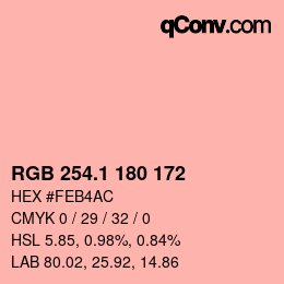 カラーコード: RGB 254.1 180 172 | qconv.com