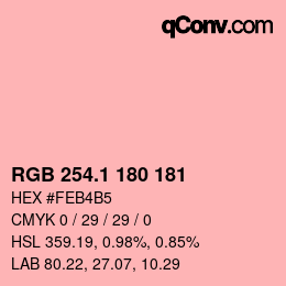 カラーコード: RGB 254.1 180 181 | qconv.com