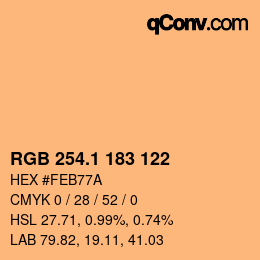 カラーコード: RGB 254.1 183 122 | qconv.com