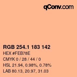 カラーコード: RGB 254.1 183 142 | qconv.com