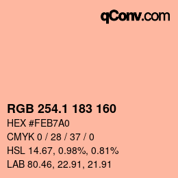 カラーコード: RGB 254.1 183 160 | qconv.com