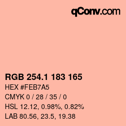 カラーコード: RGB 254.1 183 165 | qconv.com