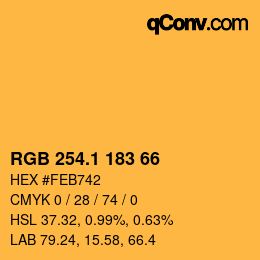 カラーコード: RGB 254.1 183 66 | qconv.com