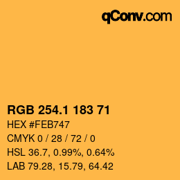 カラーコード: RGB 254.1 183 71 | qconv.com