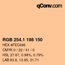 カラーコード: RGB 254.1 198 150 | qconv.com