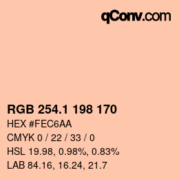 カラーコード: RGB 254.1 198 170 | qconv.com