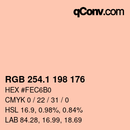 カラーコード: RGB 254.1 198 176 | qconv.com