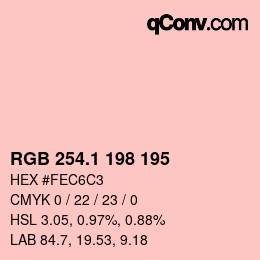 カラーコード: RGB 254.1 198 195 | qconv.com