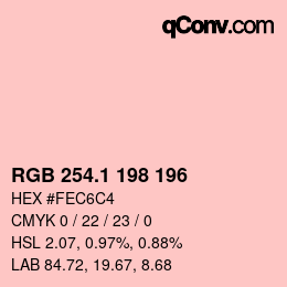 カラーコード: RGB 254.1 198 196 | qconv.com