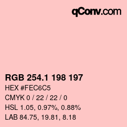 カラーコード: RGB 254.1 198 197 | qconv.com