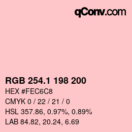 カラーコード: RGB 254.1 198 200 | qconv.com