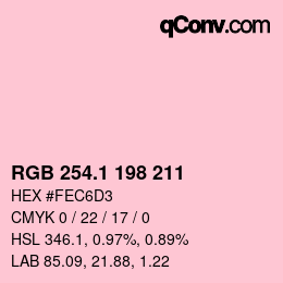 カラーコード: RGB 254.1 198 211 | qconv.com