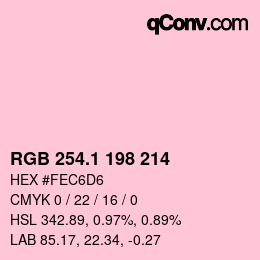 カラーコード: RGB 254.1 198 214 | qconv.com