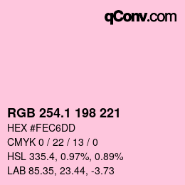 カラーコード: RGB 254.1 198 221 | qconv.com