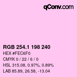 カラーコード: RGB 254.1 198 240 | qconv.com