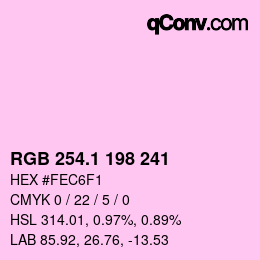 カラーコード: RGB 254.1 198 241 | qconv.com
