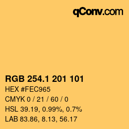 カラーコード: RGB 254.1 201 101 | qconv.com