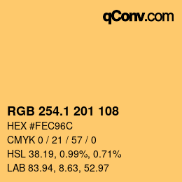 カラーコード: RGB 254.1 201 108 | qconv.com