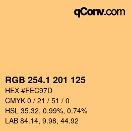 カラーコード: RGB 254.1 201 125 | qconv.com