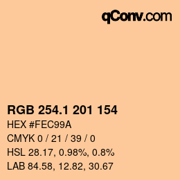カラーコード: RGB 254.1 201 154 | qconv.com