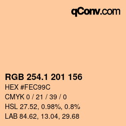 カラーコード: RGB 254.1 201 156 | qconv.com