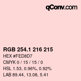 カラーコード: RGB 254.1 216 215 | qconv.com