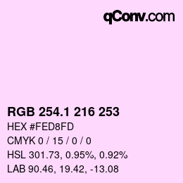 カラーコード: RGB 254.1 216 253 | qconv.com
