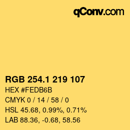 カラーコード: RGB 254.1 219 107 | qconv.com