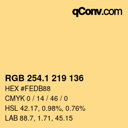 カラーコード: RGB 254.1 219 136 | qconv.com