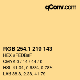 カラーコード: RGB 254.1 219 143 | qconv.com
