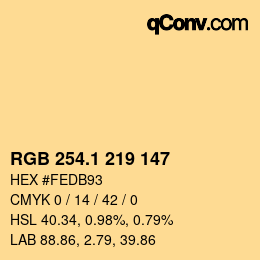 カラーコード: RGB 254.1 219 147 | qconv.com