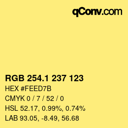 カラーコード: RGB 254.1 237 123 | qconv.com