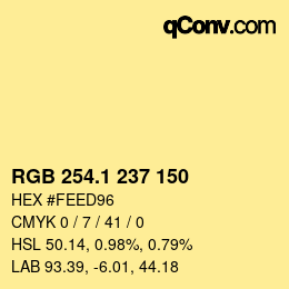 カラーコード: RGB 254.1 237 150 | qconv.com