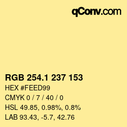 カラーコード: RGB 254.1 237 153 | qconv.com