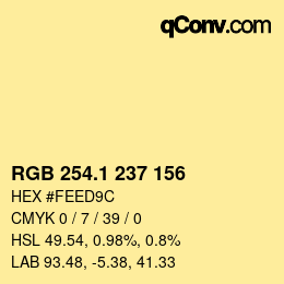カラーコード: RGB 254.1 237 156 | qconv.com