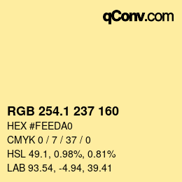 カラーコード: RGB 254.1 237 160 | qconv.com