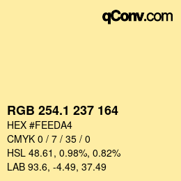 カラーコード: RGB 254.1 237 164 | qconv.com