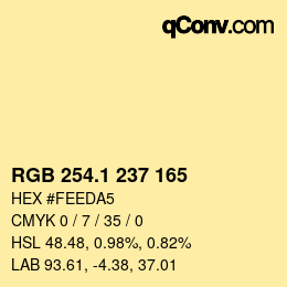 カラーコード: RGB 254.1 237 165 | qconv.com