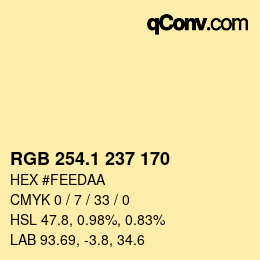 カラーコード: RGB 254.1 237 170 | qconv.com