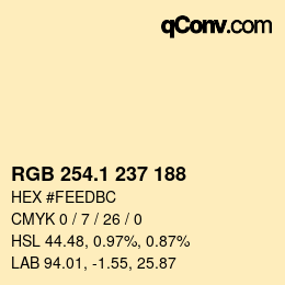 Color code: RGB 254.1 237 188 | qconv.com