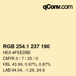 カラーコード: RGB 254.1 237 190 | qconv.com