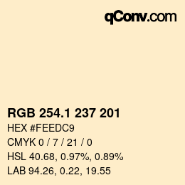 カラーコード: RGB 254.1 237 201 | qconv.com