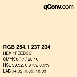カラーコード: RGB 254.1 237 204 | qconv.com