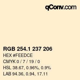 Color code: RGB 254.1 237 206 | qconv.com