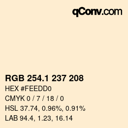 カラーコード: RGB 254.1 237 208 | qconv.com