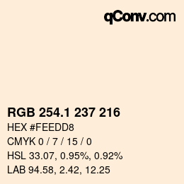カラーコード: RGB 254.1 237 216 | qconv.com